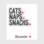 Katzen Nickerchen Snacks - Katzen Liebhaber Aufkleber (Blatt)