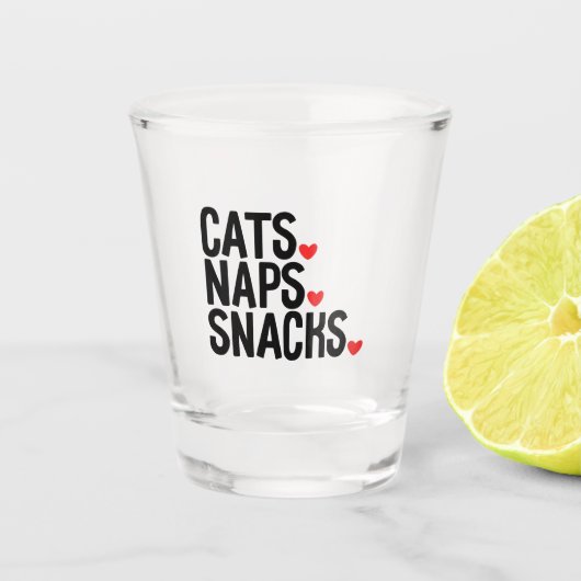 Katzen Nickerchen Snacks - Katzen Liebhaber Schnapsglas (Vorderseite)
