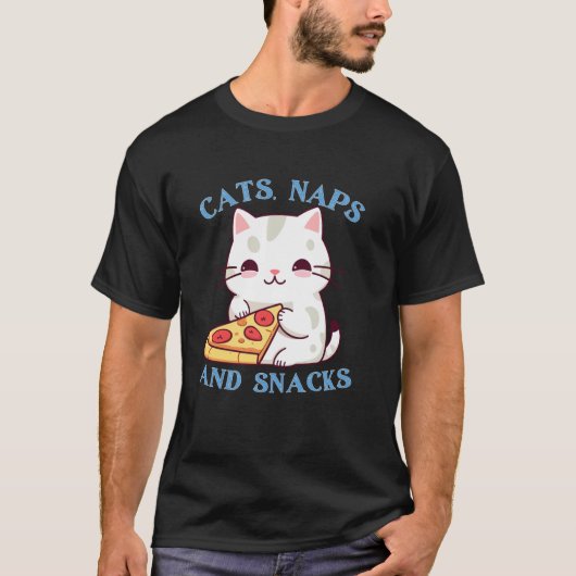 Katzen, Nickerchen und Snacks T-Shirt (Vorderseite)