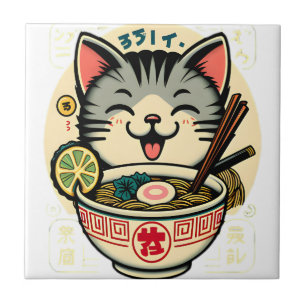 Katzen-Nudel-Japanische-Anime-ga-Kawaii-Katze Fliese