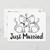 Katzen nur verheiratet Schwarz-weiße Hochzeitsankü Ankündigungspostkarte (Vorne/Hinten)