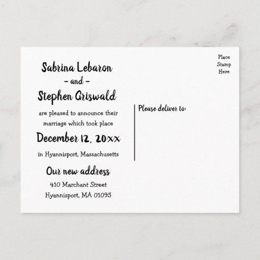 Katzen nur verheiratet Schwarz-weiße Hochzeitsankü Ankündigungspostkarte (Rückseite)