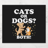 Katzen oder Hunde, beide Lover Dog Cat Schaumweinetikett (Einzelnes Label)