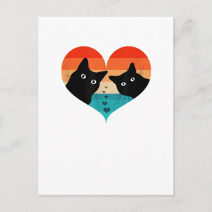 Katzen-Paar Retro Vintage-Shirt Lustiges Schwarzes Postkarte