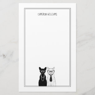 Katzen-Paare   addieren Ihren Namen Briefpapier