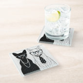 Katzen-Paare Glasuntersetzer (Schrägansicht)