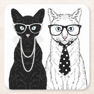 Katzen-Paare Rechteckiger Pappuntersetzer