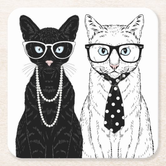 Katzen-Paare Rechteckiger Pappuntersetzer (Vorderseite)