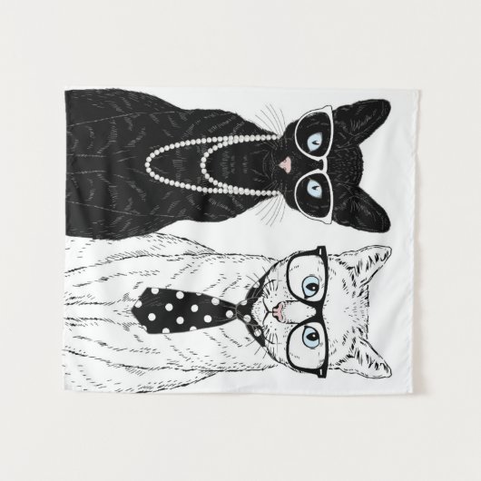 Katzen-Paare Wandteppich (Vorderseite (Horizontal))