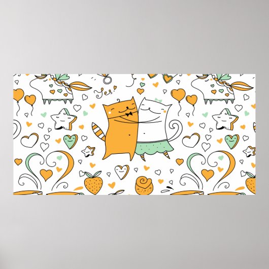Katzen paarweise. Cartoon Kätzchen Poster (Vorne)