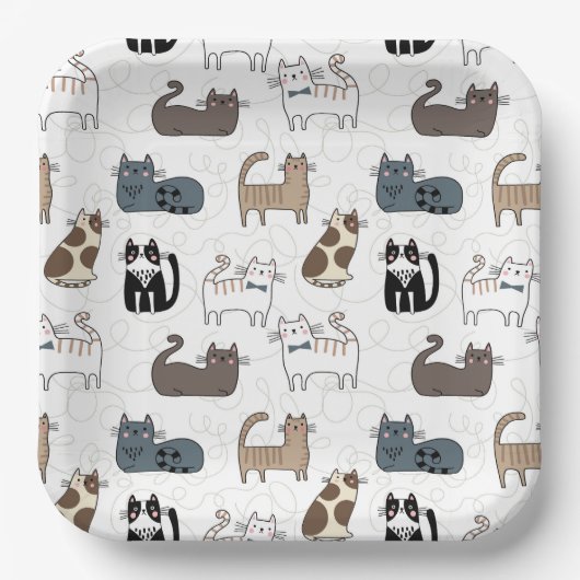 Katzen-Papierteller, Kätzchen-Party Pappteller (Vorderseite)