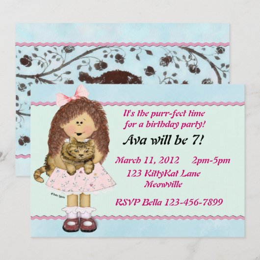 Katzen-Party Einladung (Vorne/Hinten)