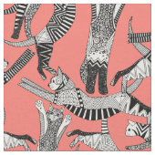 Katzen-Party erröten Koralle Stoff (Nahaufnahme)