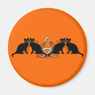 Katzen Pentgagram Flamme Triquetra Magnet