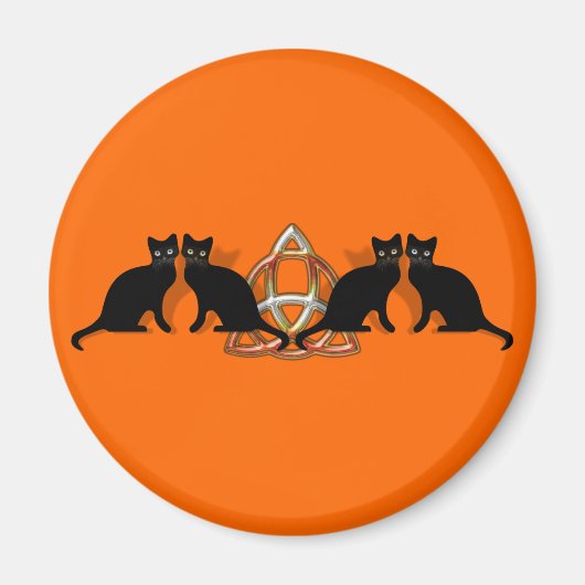Katzen Pentgagram Flamme Triquetra Magnet (Vorne)