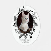 Katzen Personalisiertes Foto und Name Ornament Aus Metall (Vorderseite links)