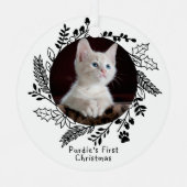 Katzen Personalisiertes Foto und Name Ornament Aus Metall (Vorderseite)