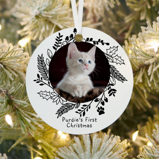 Katzen Personalisiertes Foto und Name Ornament Aus Metall (InSitu)