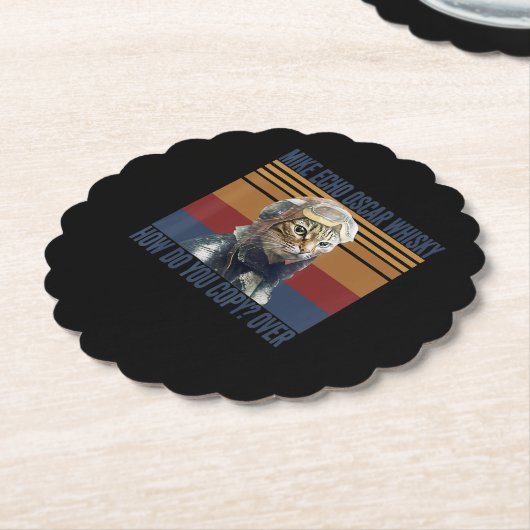 Katzen Pilot Mike Echo Oscar Whisky Kostümgeschenk Untersetzer (angewinkelt)