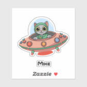 Katzen-Pilot & UFO-Raumschiff, Cooler Weltraum, lu Aufkleber (Blatt)