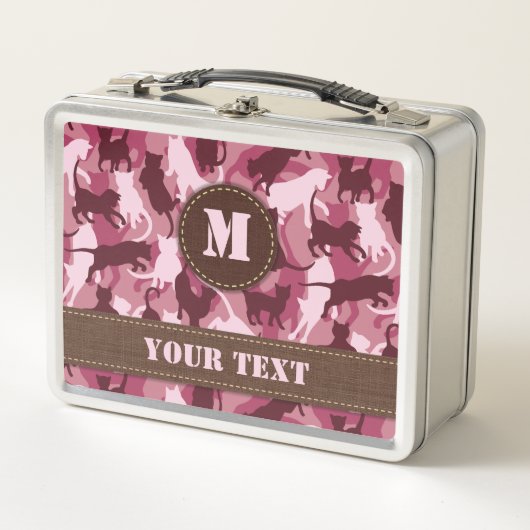 Katzen Pink Camouflage Metall Brotdose (Vorderseite)