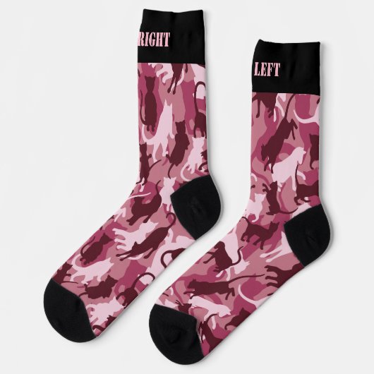 Katzen Pink Camouflage Muster Socken (Linkes Detail)