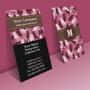 Katzen Pink Camouflage Vertical Business Card Visitenkarte