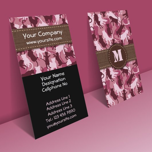 Katzen Pink Camouflage Vertical Business Card Visitenkarte