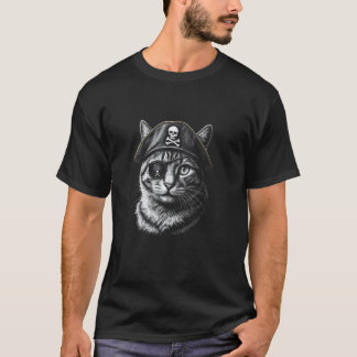 Katzen-Pirat-Halloween-Augenklappe, Kitten trendy T-Shirt