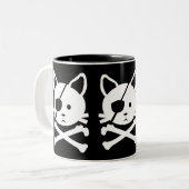 Katzen-Piraten-Tasse Zweifarbige Tasse (Vorderseite Links)