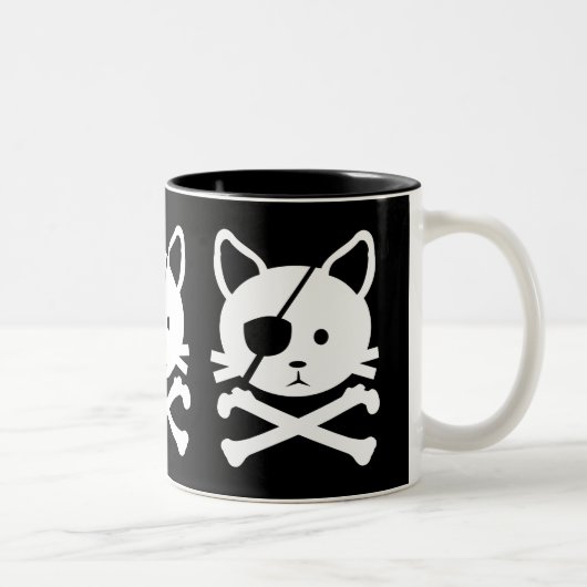 Katzen-Piraten-Tasse Zweifarbige Tasse (Rechts)