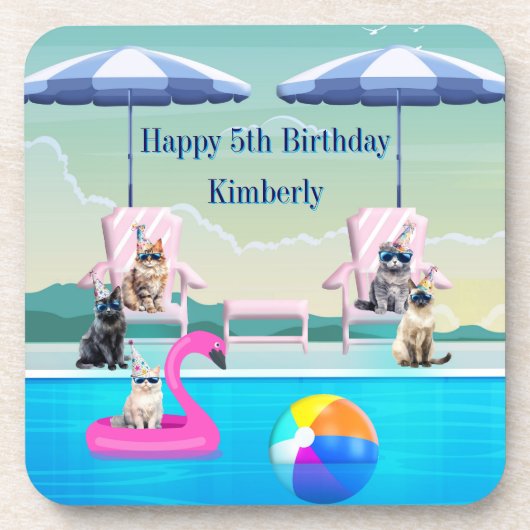 Katzen-Pool-Party Getränkeuntersetzer (Vorderseite)