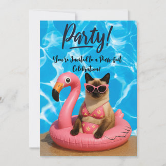 Katzen-Poolparty Einladung