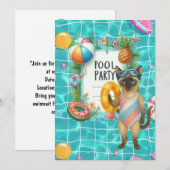 Katzen-Poolparty Einladung (Vorne/Hinten)