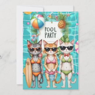 Katzen-Poolparty  Einladung