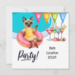 Katzen-Poolparty für Katzenliebhaber Einladung