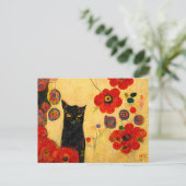 Katzen Porträt im Jugendstil. Gemalt auf Gold. Postkarte (Stehend Vorderseite)