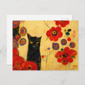 Katzen Porträt im Jugendstil. Gemalt auf Gold. Postkarte (Vorne/Hinten)