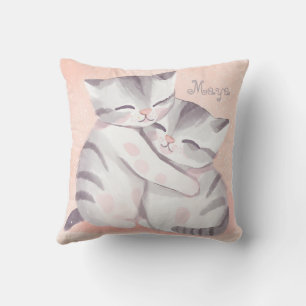 Katzen Puddeln, pink und grau Kissen
