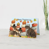 Katzen, Pumpkins und Herbstlaube Karte (Vorderseite)