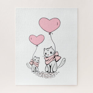 Katzen-Puzzles Rosa Herzen Frohen Valentinstag Puzzle