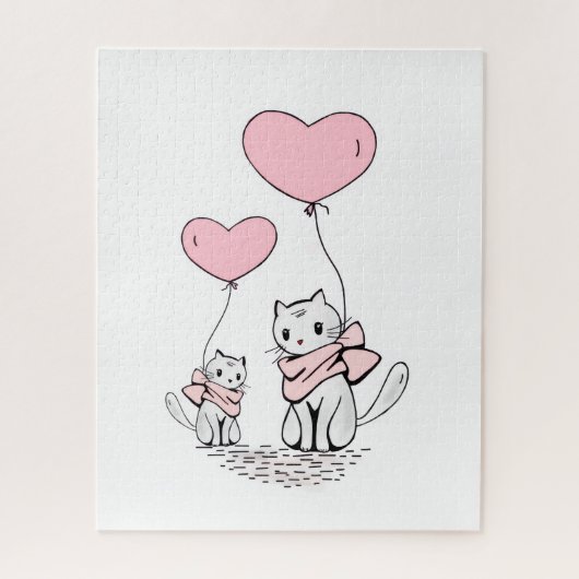 Katzen-Puzzles Rosa Herzen Frohen Valentinstag  Puzzle (Vertikal)