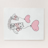 Katzen-Puzzles Rosa Herzen Frohen Valentinstag  Puzzle (Horizontal)