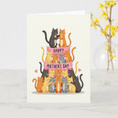 Katzen Pyramide Muttertagskarte Karte (Gelbe Blume)