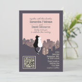 Katzen-QR-Code-Hochzeitsdesign-Einladung Einladung (Stehend Vorderseite)