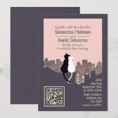 Katzen-QR-Code-Hochzeitsdesign-Einladung Einladung (Vorne/Hinten)