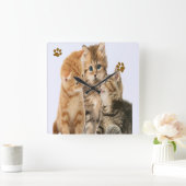 Katzen Quadratische Wanduhr (Zuhause)