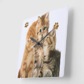Katzen Quadratische Wanduhr (Winkel)