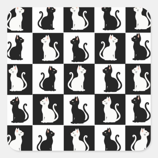 Katzen Quadratischer Aufkleber (Vorderseite)