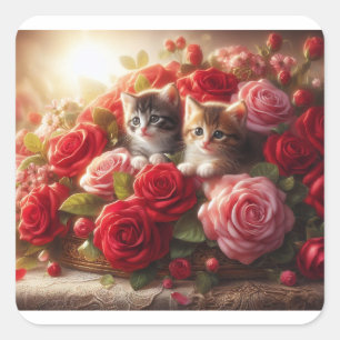 Katzen Quadratischer Aufkleber